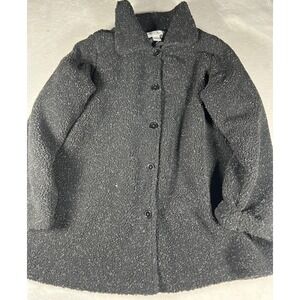 Anthony Richards Coat Womens 2X‎ Black Boucle Teddy Button Front Lined Pockets